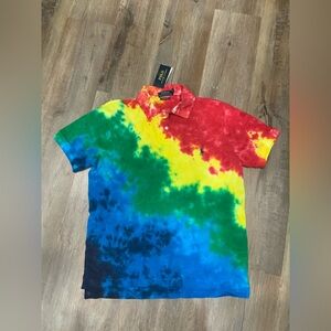 New Polo Ralph Lauren Custom Slim Fit Tie-Dye Mesh Polo men Shirt Men's L
